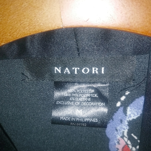 Natori M Satin Belted Asian Vibe Kimono Robe - Picture 2 of 7